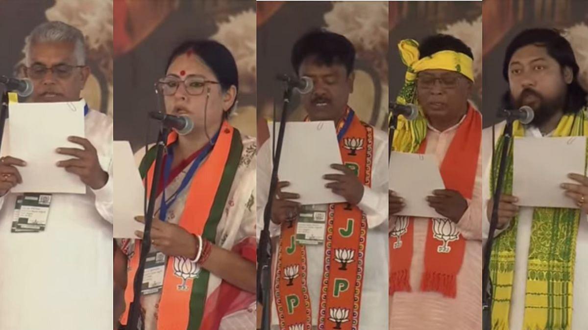 Dilip Ghosh, Agnimitra Paul Among Key BJP Faces Inducted Into Suvendu Adhikari’s Bengal Cabinet