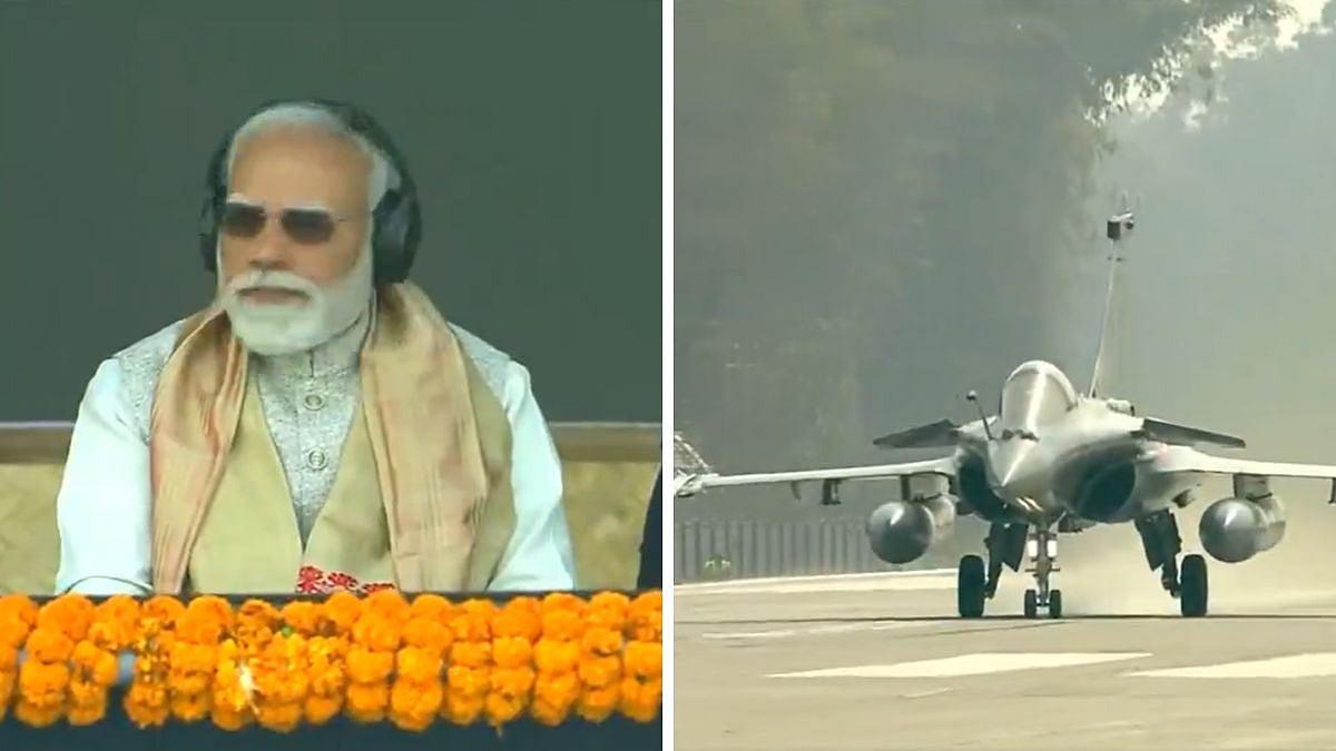 Image for 'PM Modi In Assam Watches IAF’s Sukhoi Su-30MKI And Rafale Soar From Dibrugarh’s Moran Emergency Airstrip'