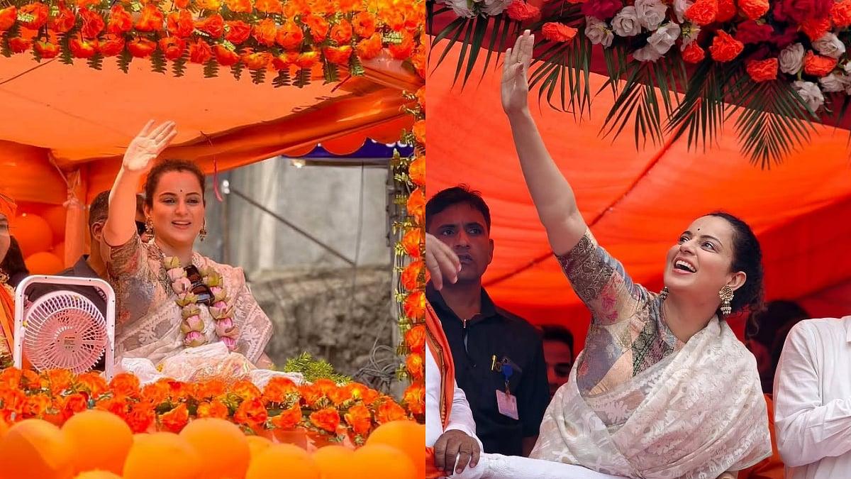 Image for 'Kangana Ranaut Turns Heads in Elegant Jamdani Saree During Bengal Poll Campaign, Blending Politics With Timeless Style'